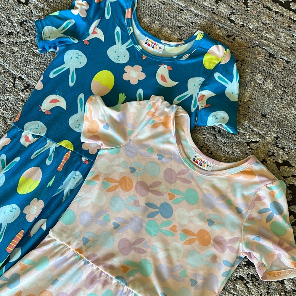 Tea Collection Girls' Bunny Print Short Sleeve Dress - Blue & Pastel